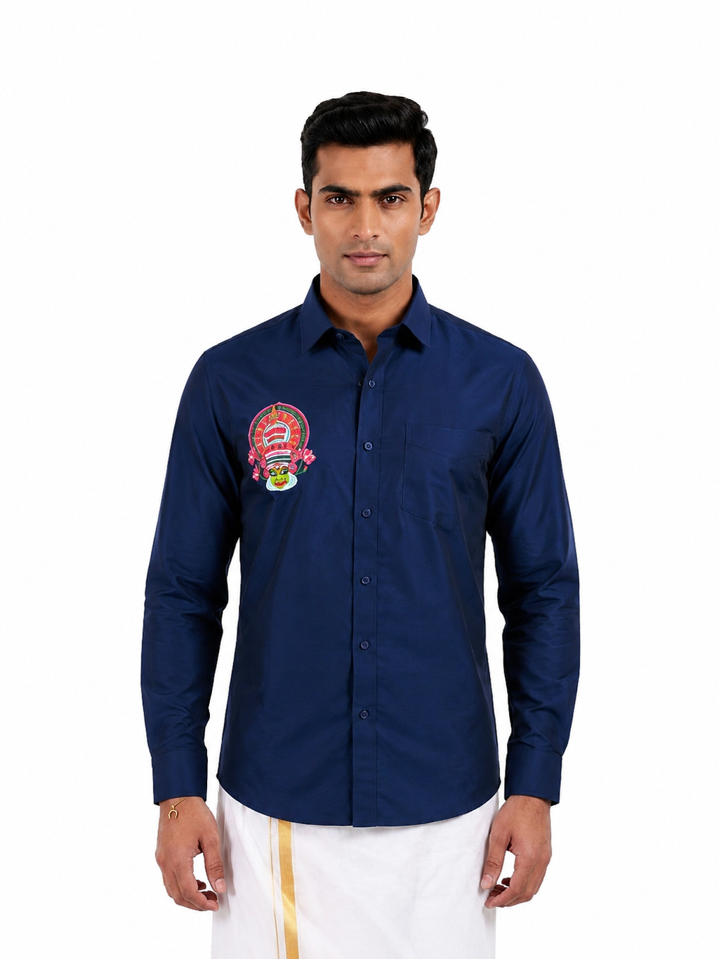 Kathakali Navy Blue Printed Onam Shirt