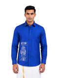 Theyyam Line Art Royal Blue Printed Onam Shirt