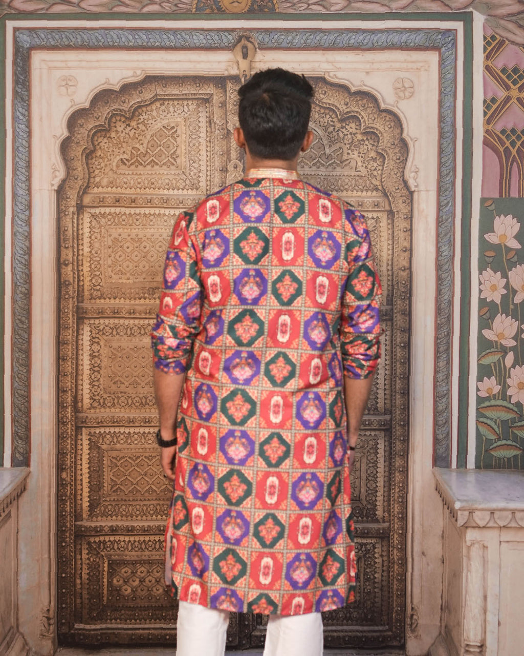Multicolour Medallion Tile Kurta for Men