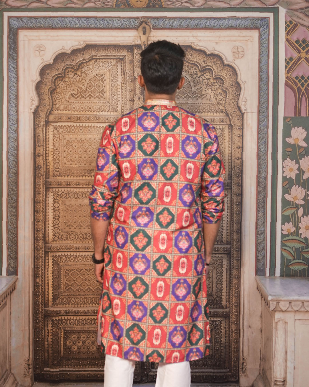 Multicolour Medallion Tile Kurta for Men