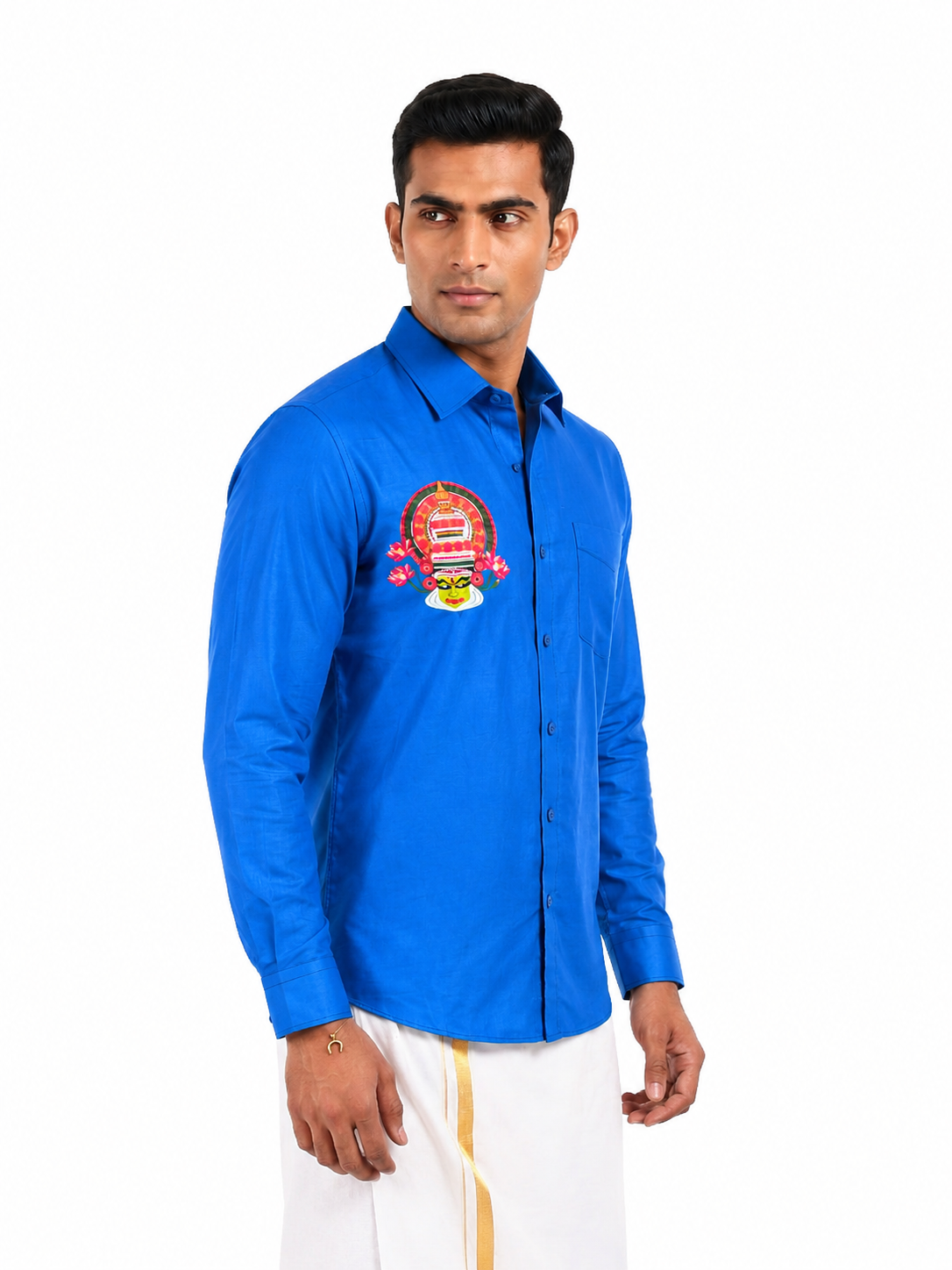Kathakali Royal Blue Printed Onam Shirt