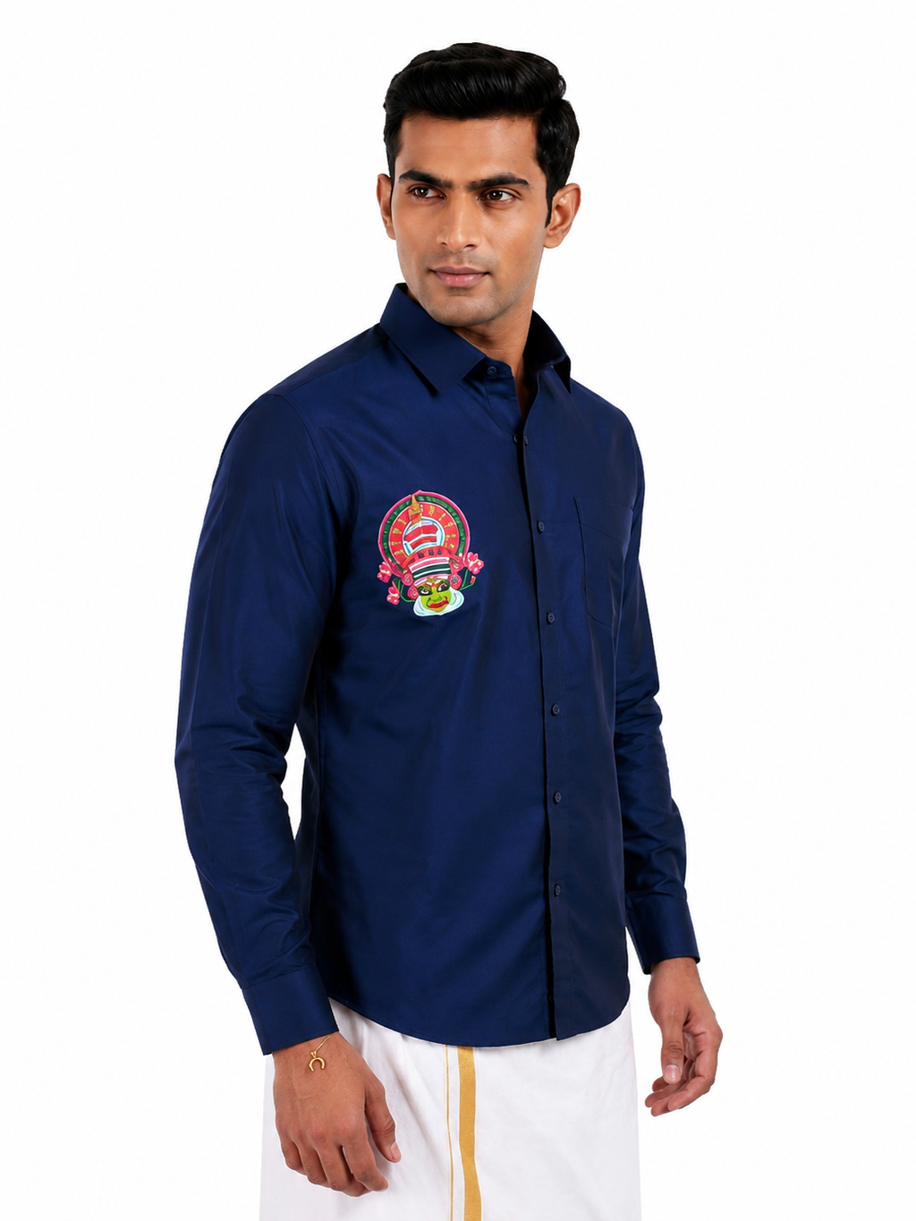 Kathakali Navy Blue Printed Onam Shirt