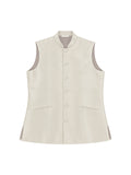 Cream Pure Silk Nehru Jacket Waistcoat for Men