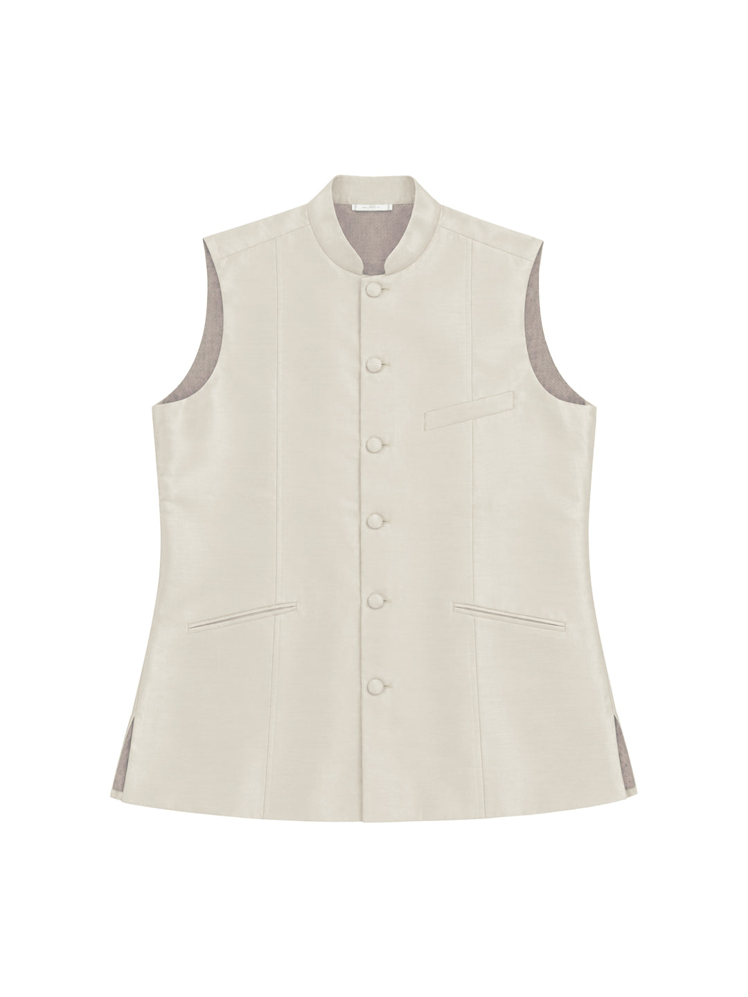 Cream Pure Silk Nehru Jacket Waistcoat for Men