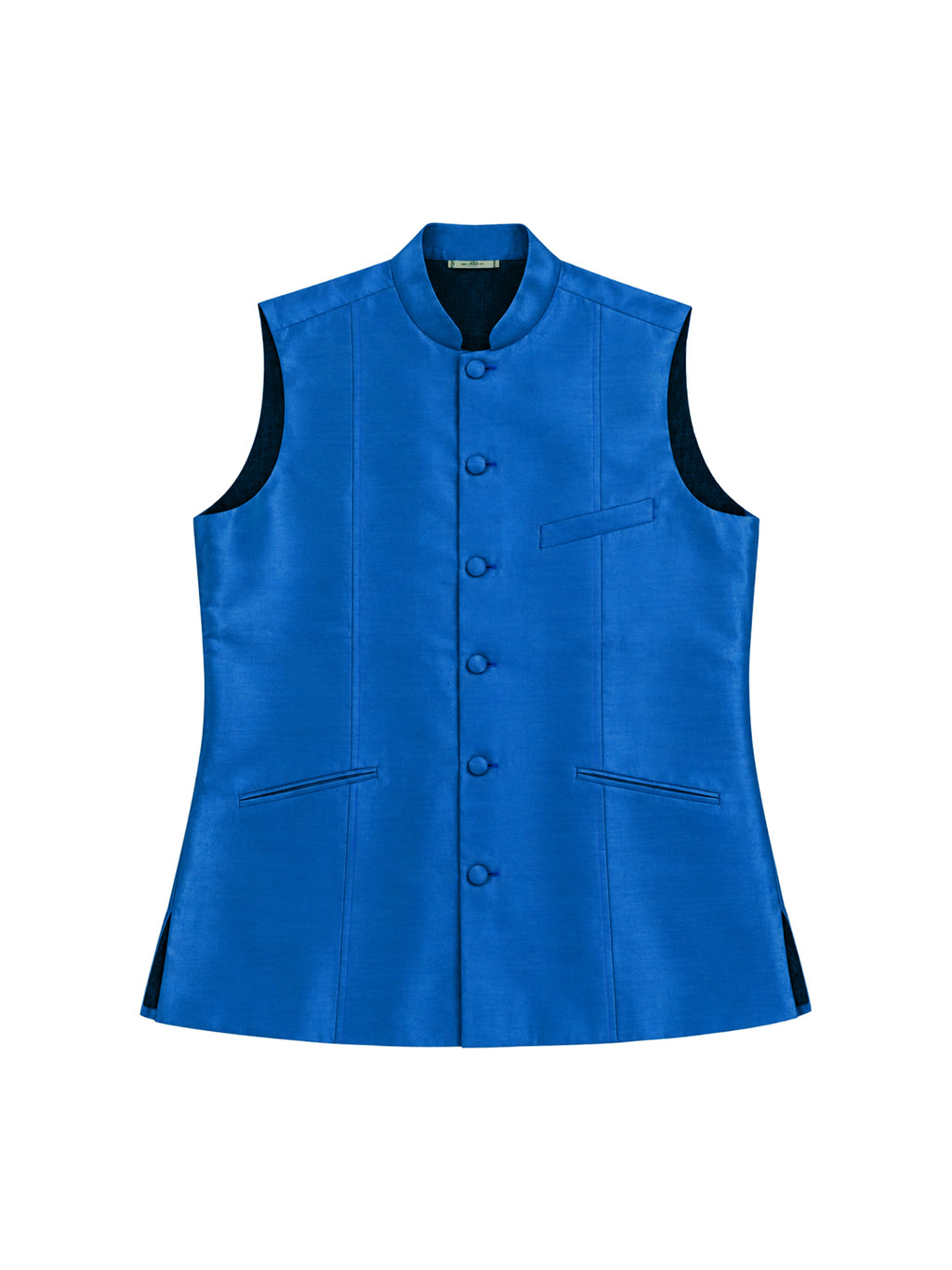 Royal Blue Pure Silk Nehru Jacket Waistcoat for Men