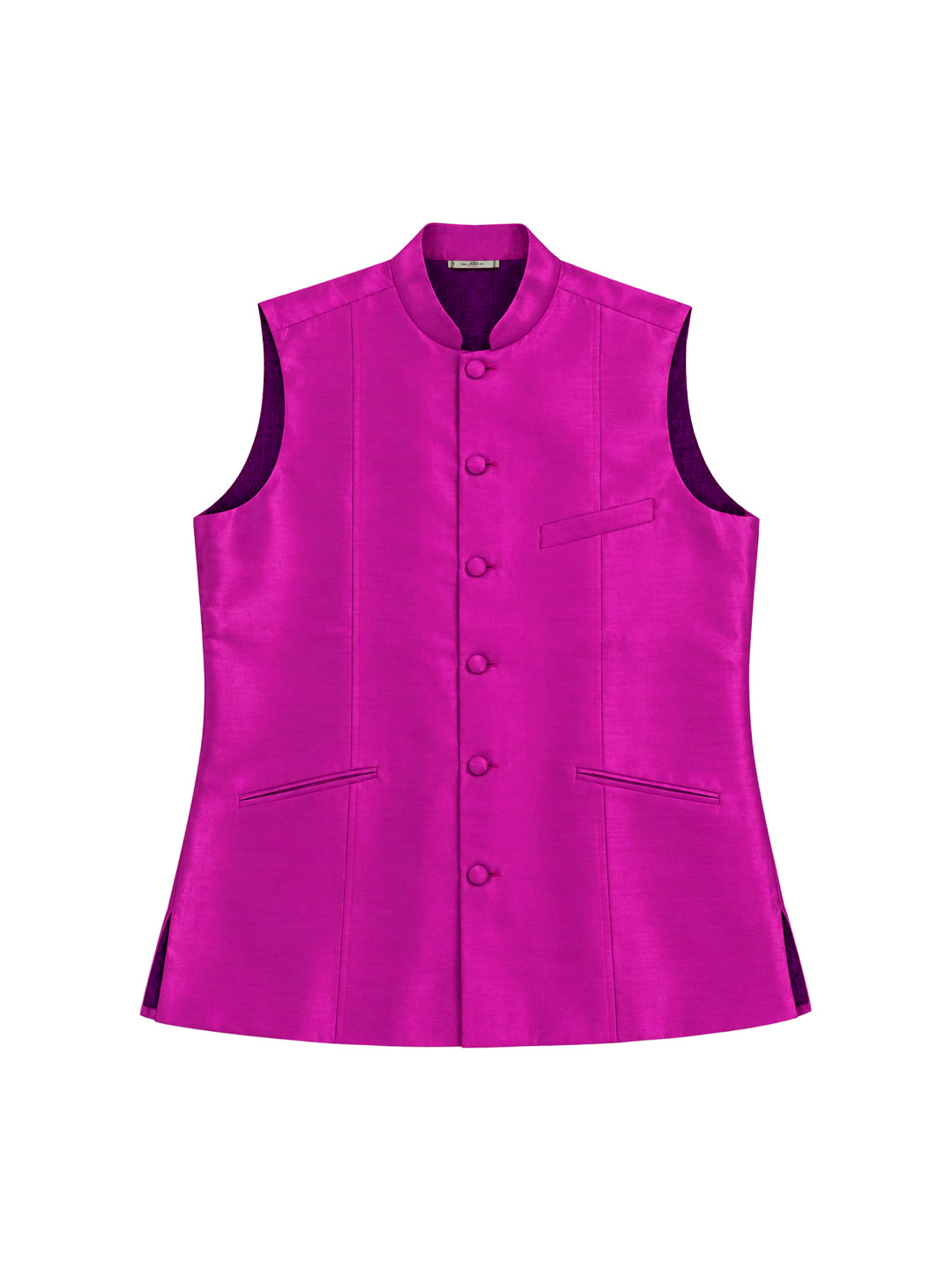 Rani Pink Pure Silk Nehru Jacket Waistcoat for Men