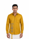 Theyyam Line Art Yellow Printed Onam Shirt