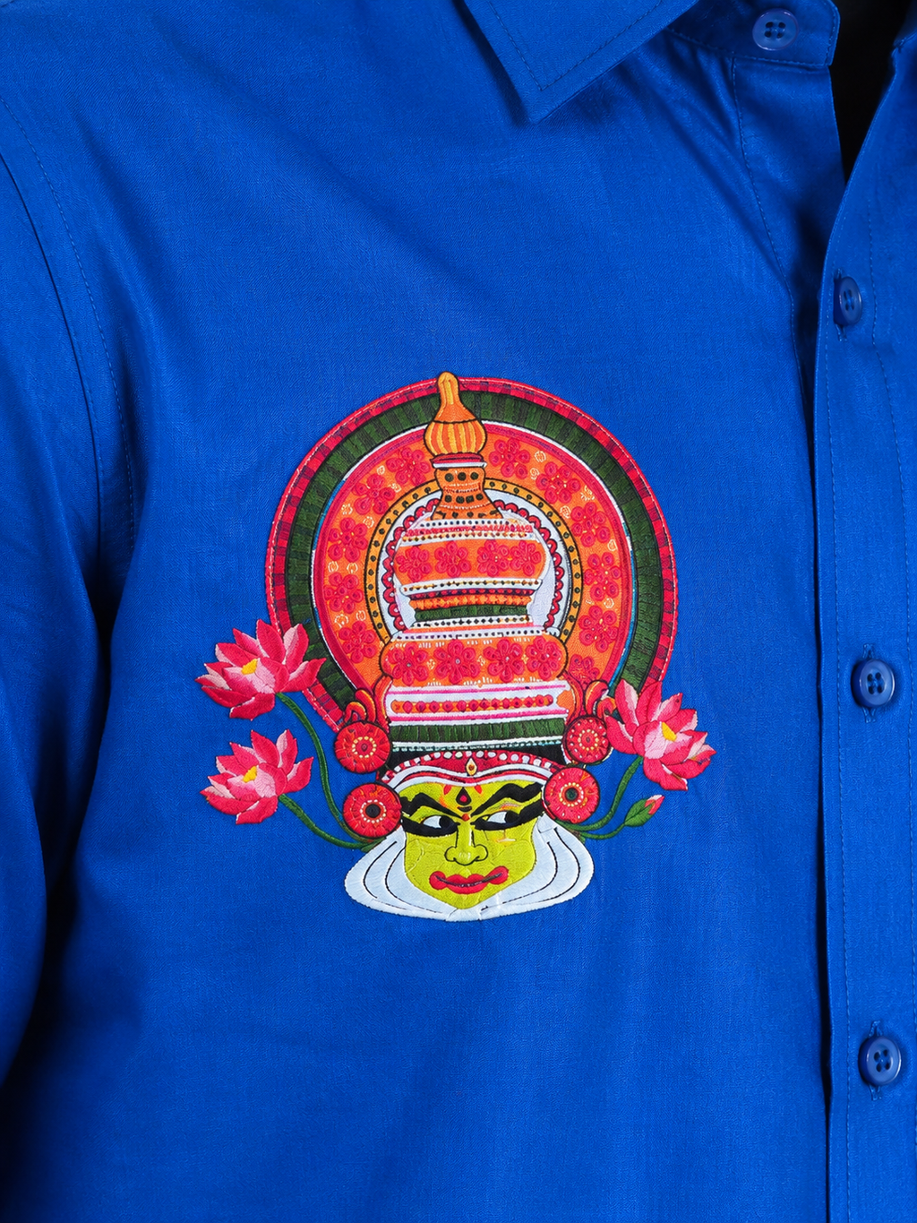 Kathakali Royal Blue Printed Onam Shirt
