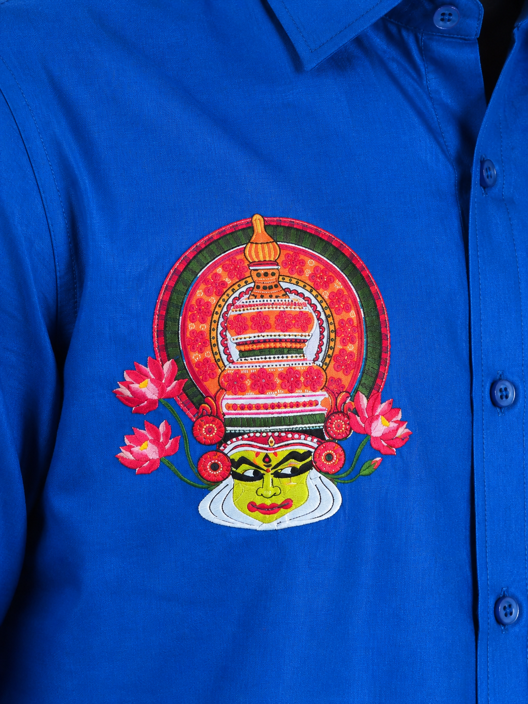Kathakali Royal Blue Printed Onam Shirt