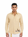 Vallam Kali Printed Onam Shirt Cream