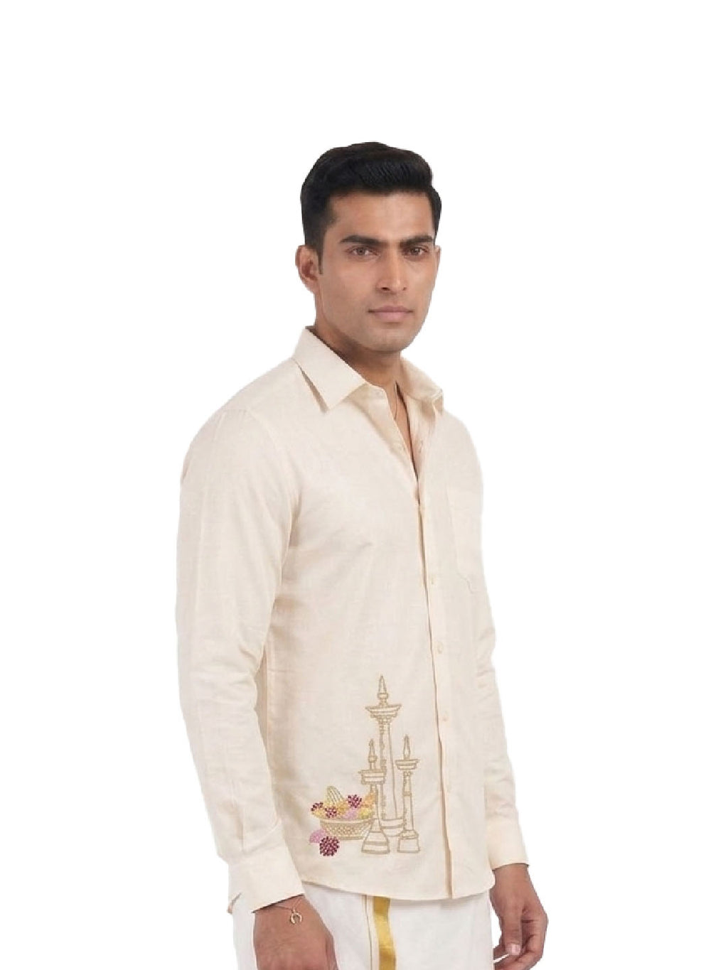 Nilavilakku Onam Embroidered Shirt