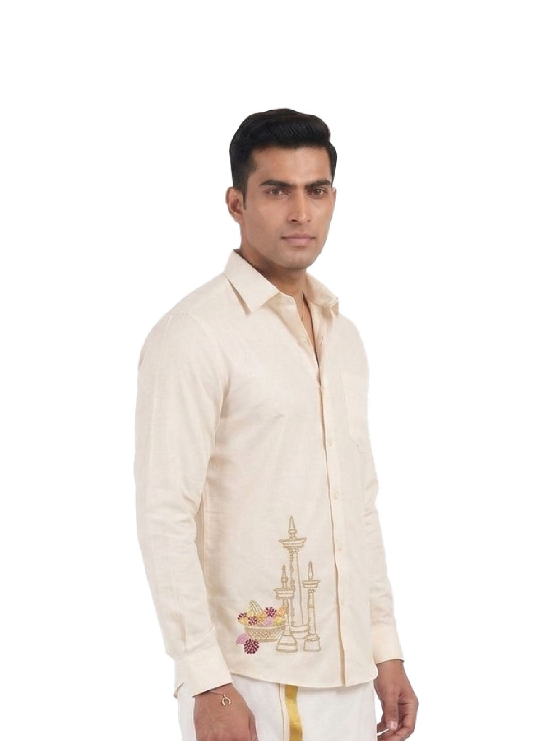 Nilavilakku Onam Embroidered Shirt