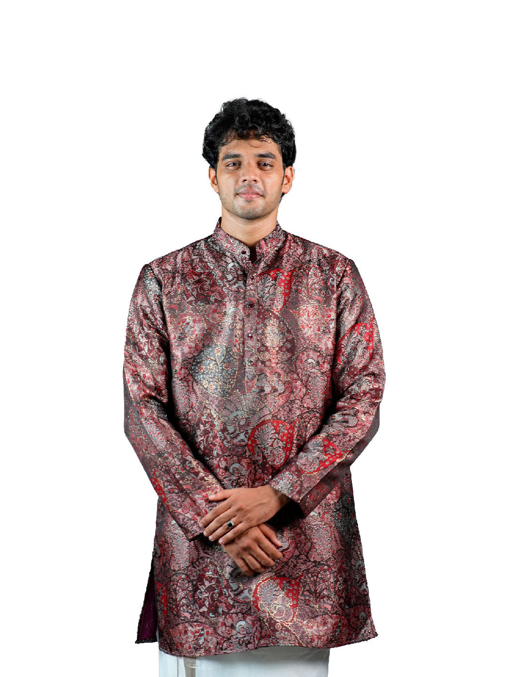 Dark Brown Kashmiri Tapestry Jacquard Kurta for Men