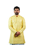 Sunshine Yellow Floral Medallion Festive Kurta for Men