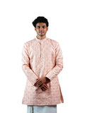 Blush Peach Paisley Jacquard Kurta for Men
