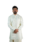 Pearl Ivory Ogee Arch Floral Scroll Groom Kurta for Men