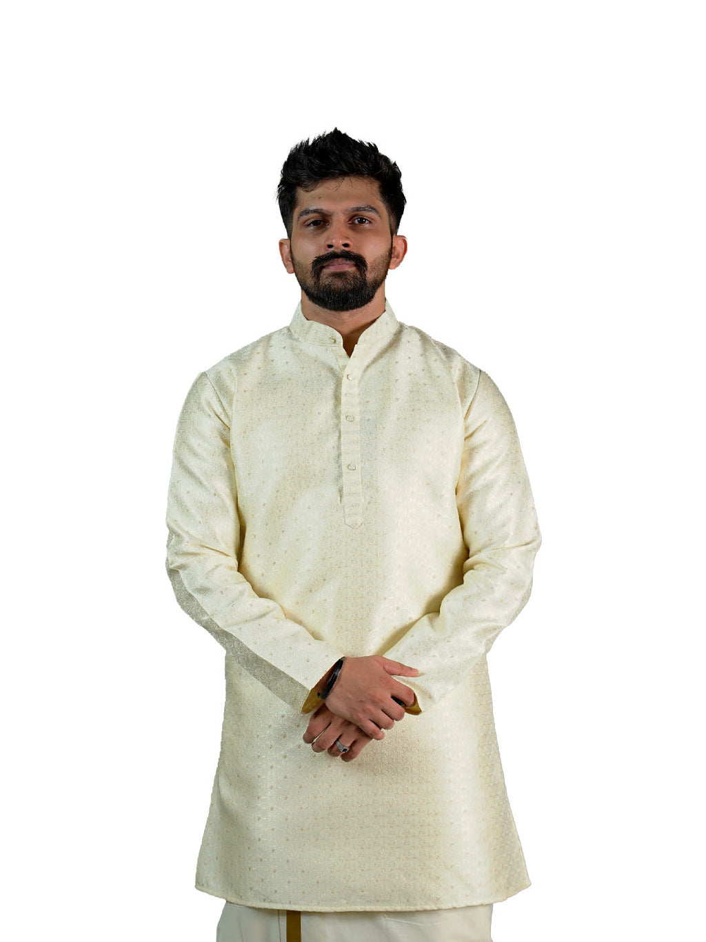 Ivory Gold Buti Groom Jacquard Kurta for Men