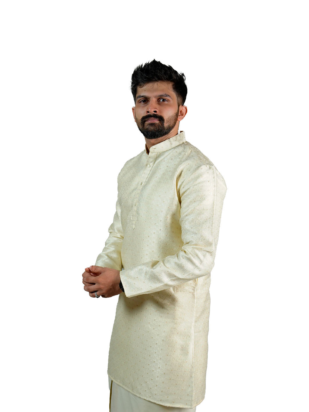Ivory Gold Buti Groom Jacquard Kurta for Men