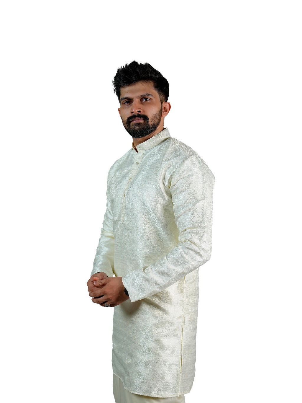 Pearl Ivory Ogee Arch Floral Scroll Groom Kurta for Men
