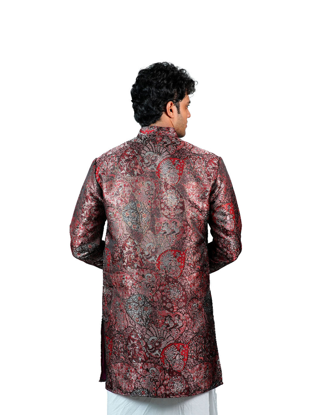Dark Brown Kashmiri Tapestry Jacquard Kurta for Men