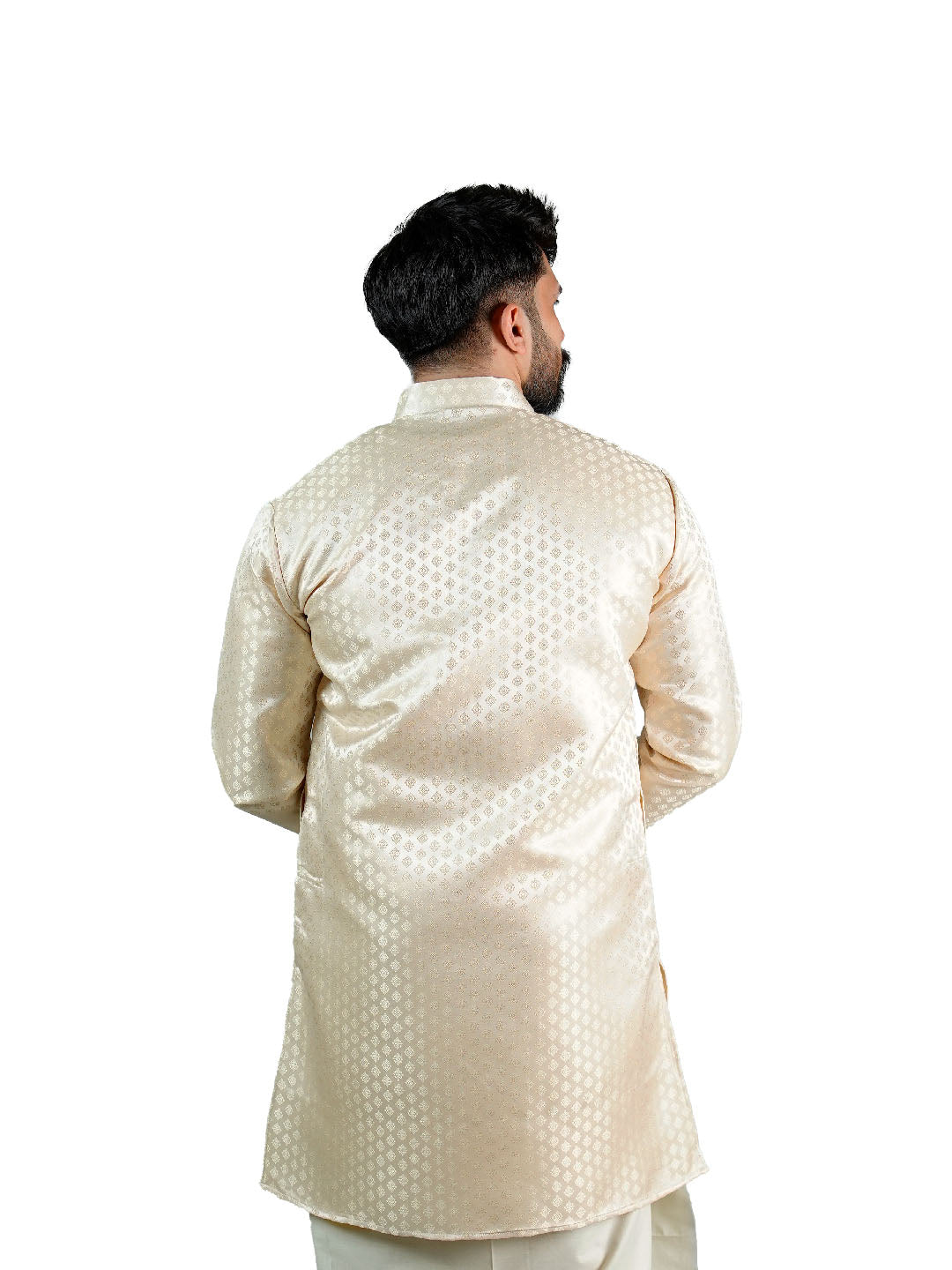 Cream Gold Groom Jacquard Kurta for Men