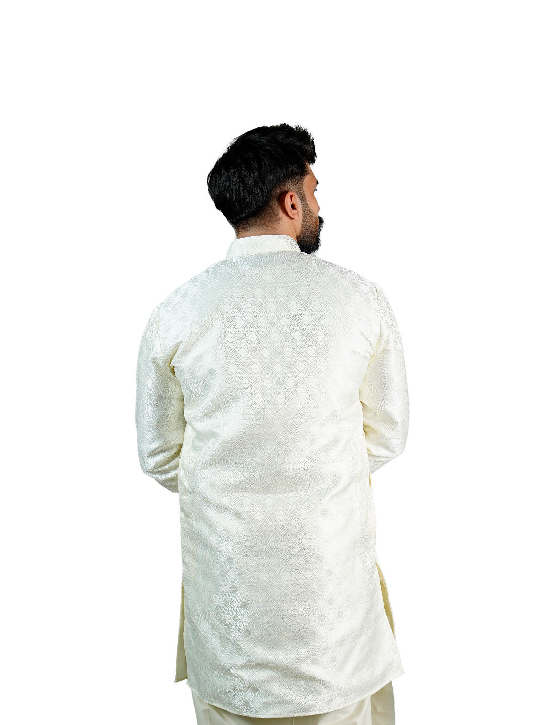 Pearl Ivory Ogee Arch Floral Scroll Groom Kurta for Men