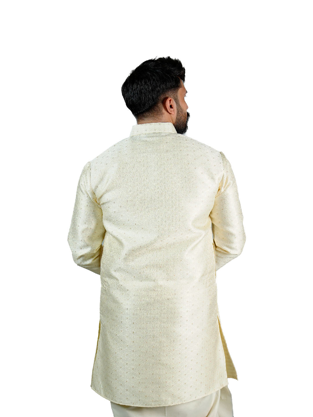 Ivory Gold Buti Groom Jacquard Kurta for Men