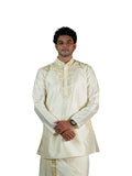Cream Zari Embroidered Kurta for Groom