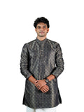 Charcoal Medallion Jacquard Kurta for Men