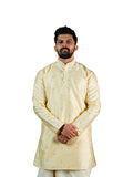 Butter Yellow Diamond Buti Jacquard Kurta for Groom