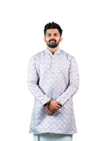Silver Pink Triangle Jacquard Kurta for Men