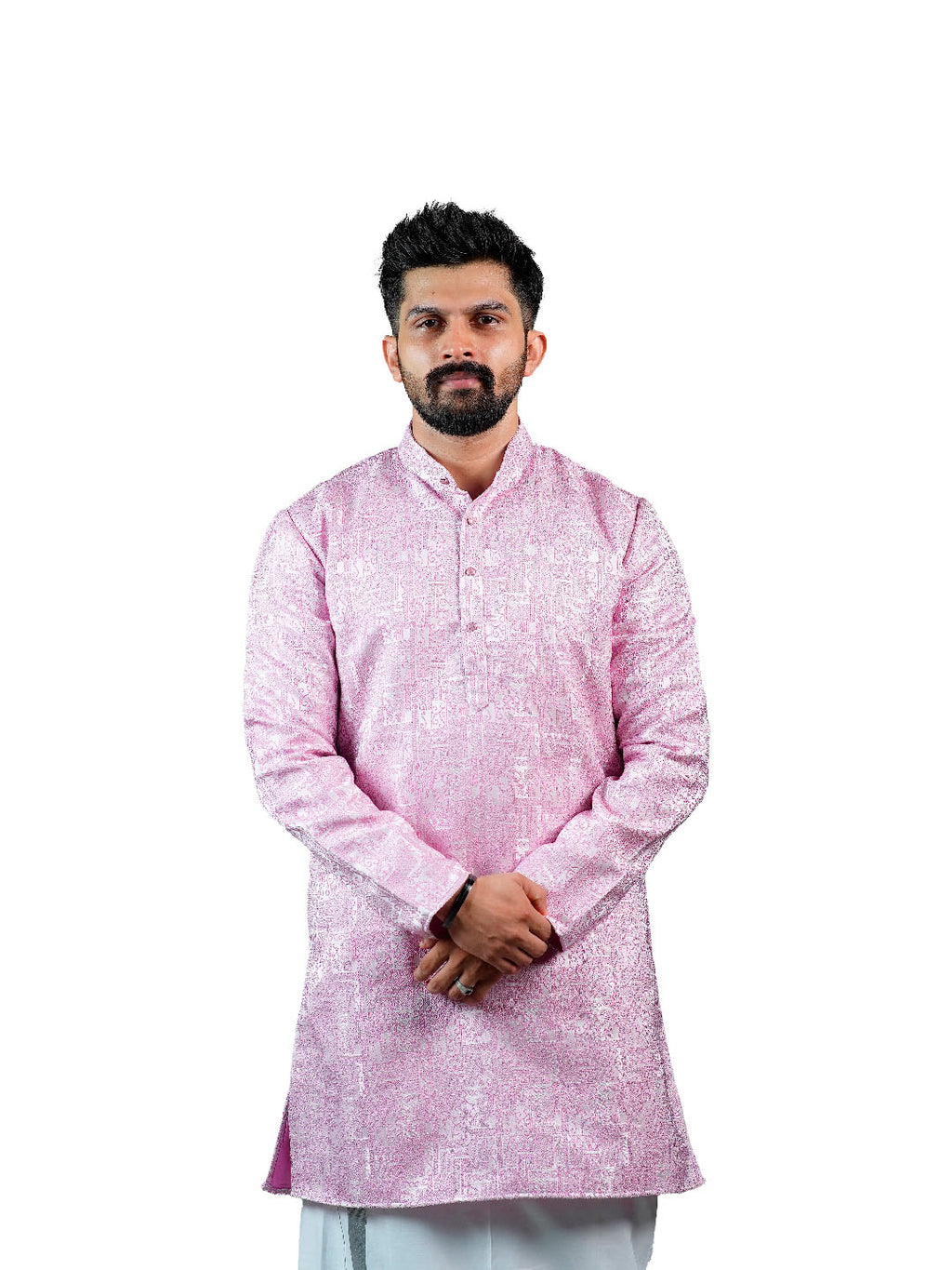 Lilac Geometric Jacquard Kurta for Men