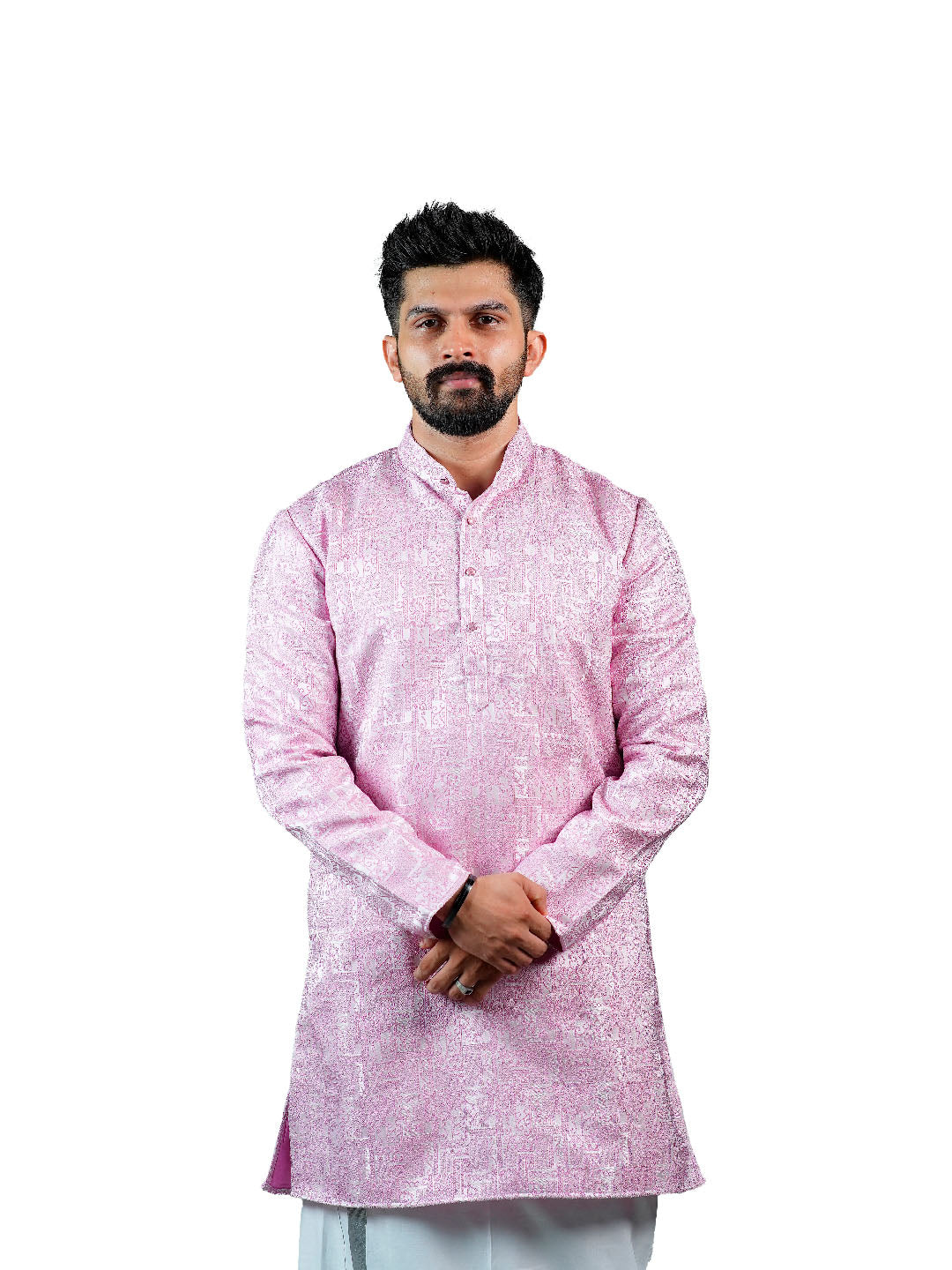 Lilac Geometric Jacquard Kurta for Men