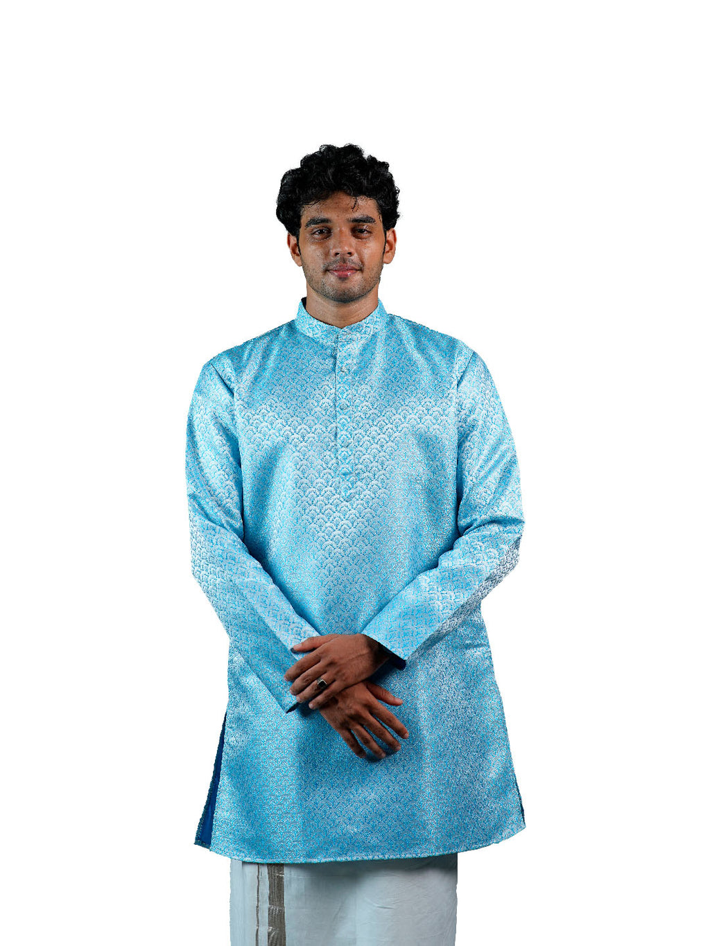 Sky Blue Scallop Jacquard Kurta for Men