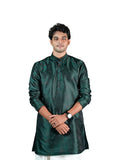 Emerald Green Tone-on-Tone Botanical Jacquard Kurta for Men
