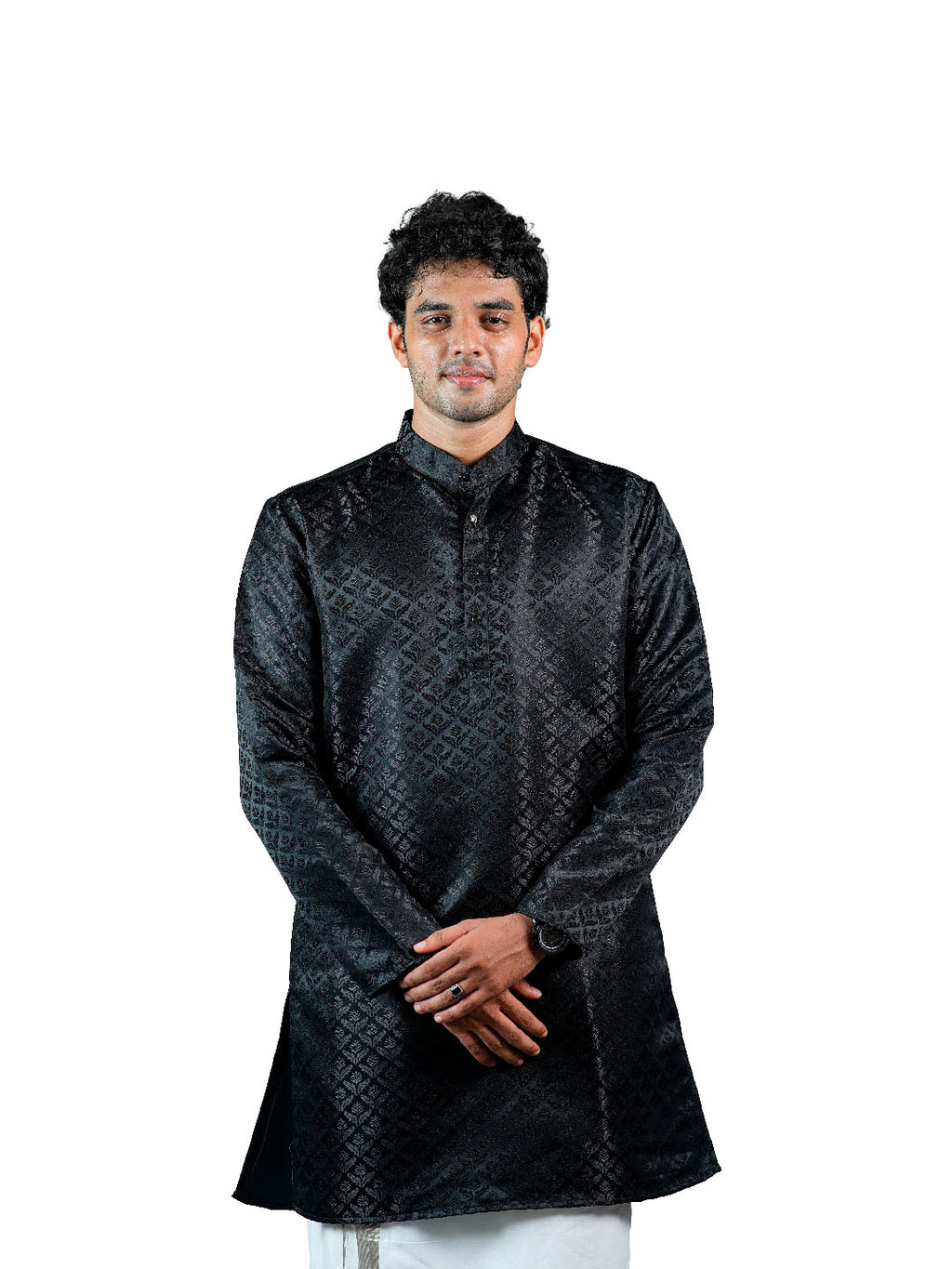 Black Diamond Floral Jacquard Kurta for Men