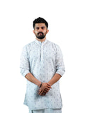 White Striped Buti Cotton Kurta for Men