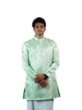 Mint Green Floral Vine Jacquard Kurta for Men
