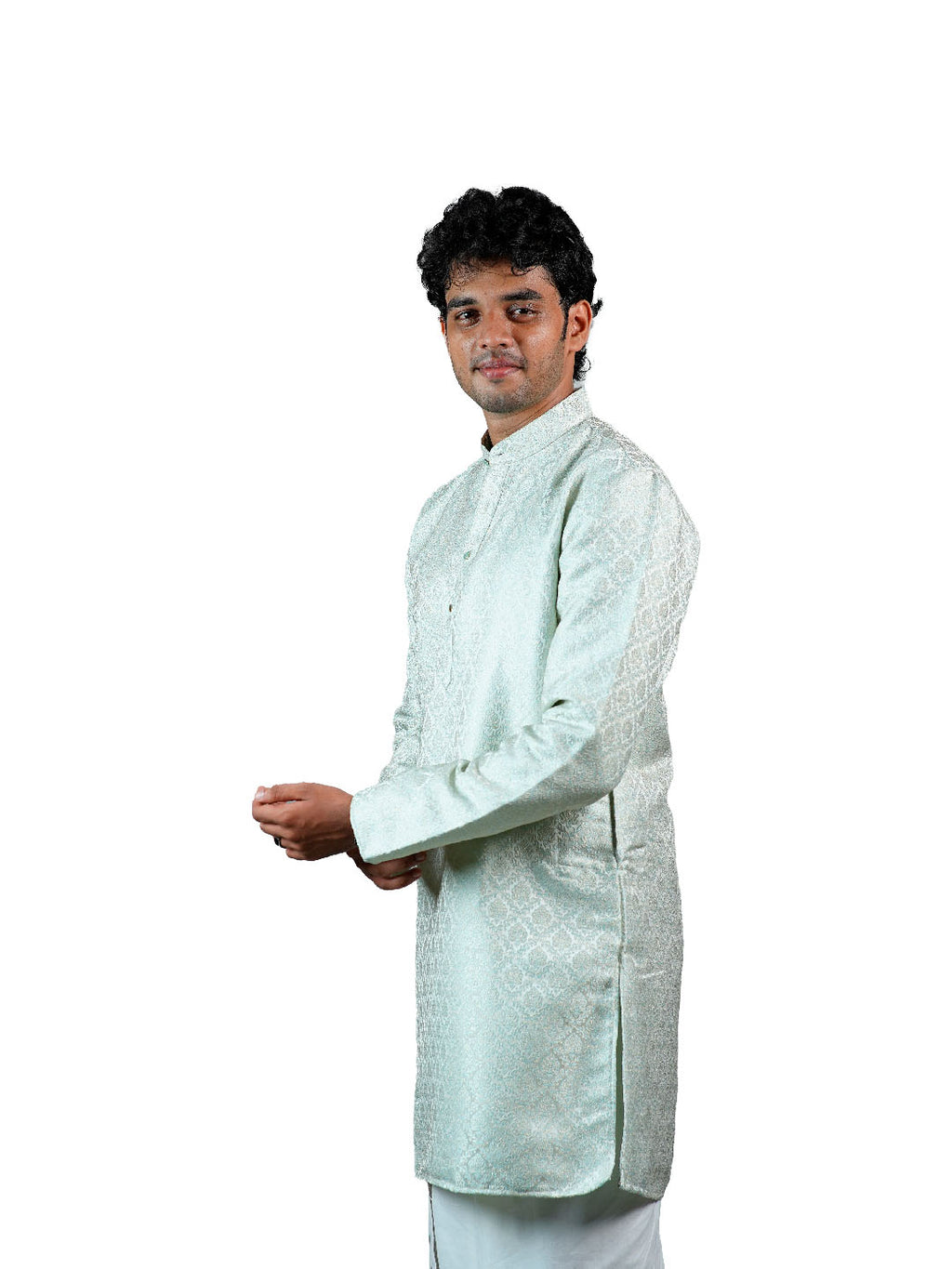 Ice Blue Jacquard Kurta for Men