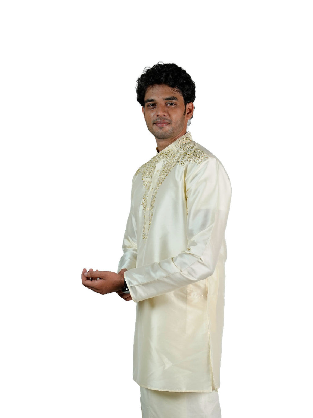 Cream Zari Embroidered Kurta for Groom