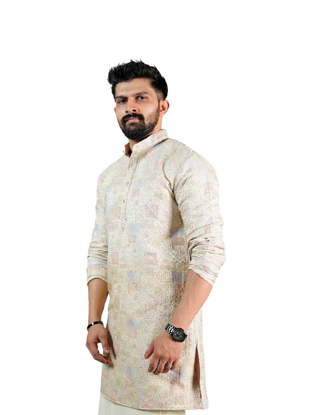 Multi-Colour Iridescent Jacquard Kurta for Men