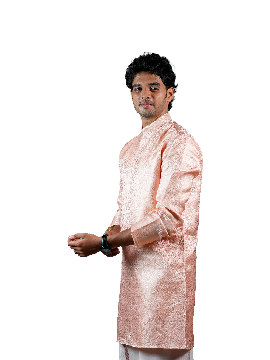 Peach Paisley Jacquard Kurta for Groom