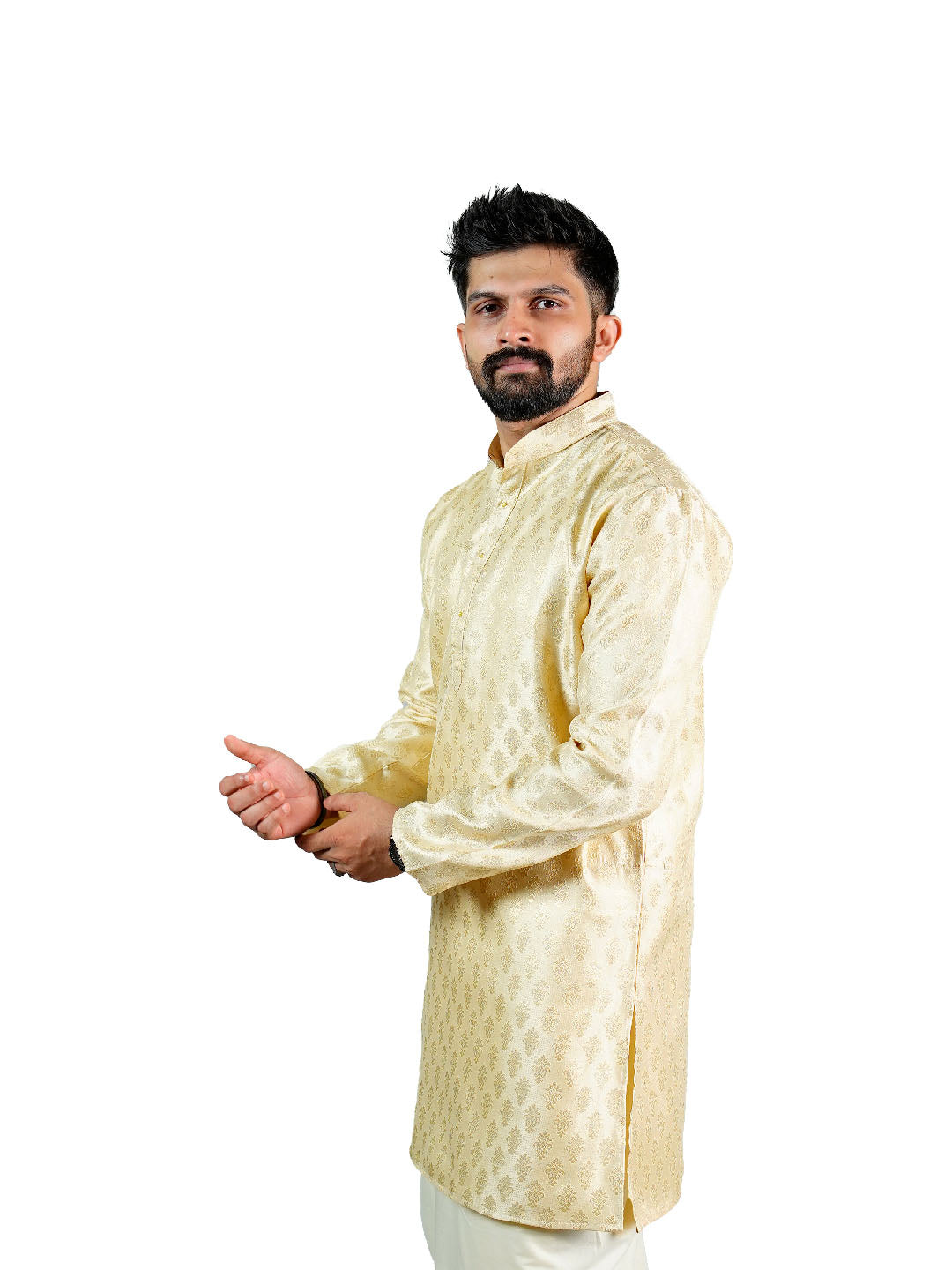 Golden Jacquard Kurta for Groom