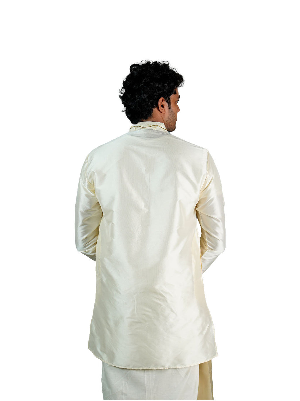 Ivory Bloom Embroidered Silk Kurta for Men
