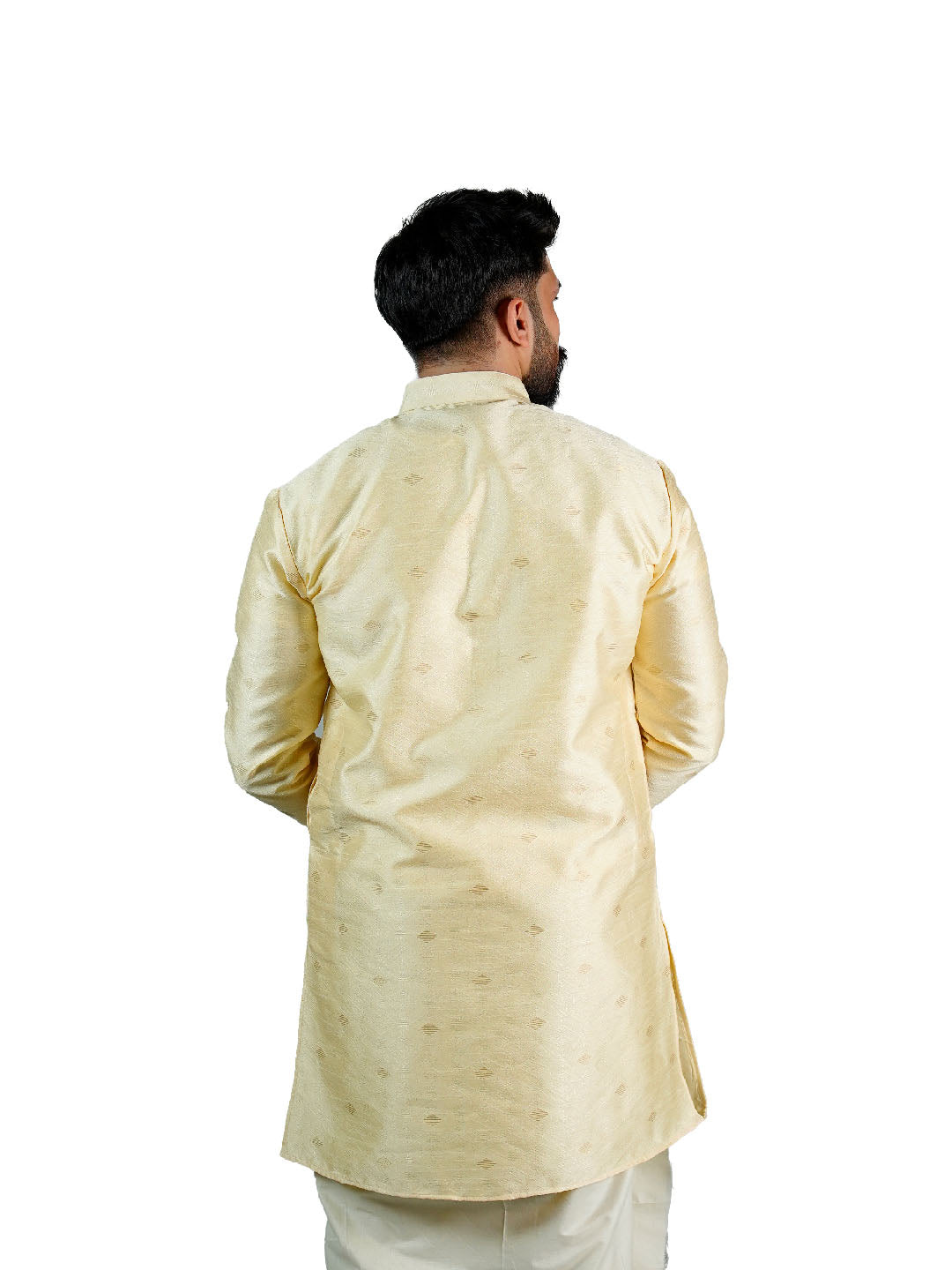 Butter Yellow Diamond Buti Jacquard Kurta for Groom