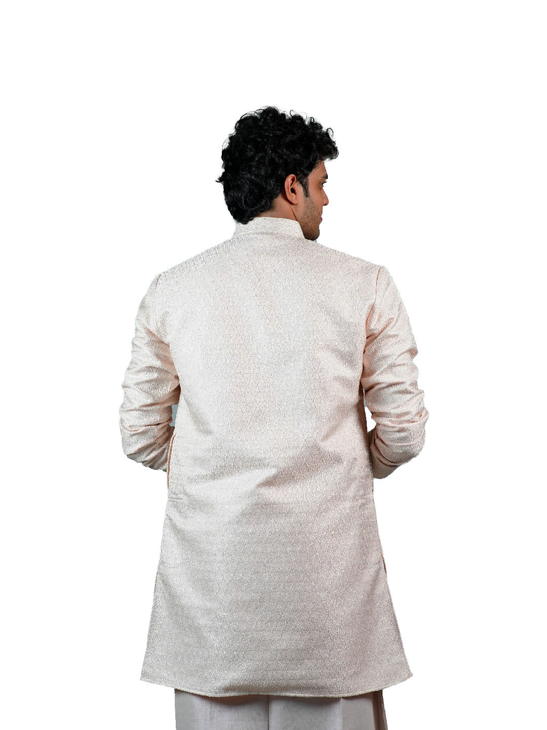 Rose Pink Jacquard Kurta for Men