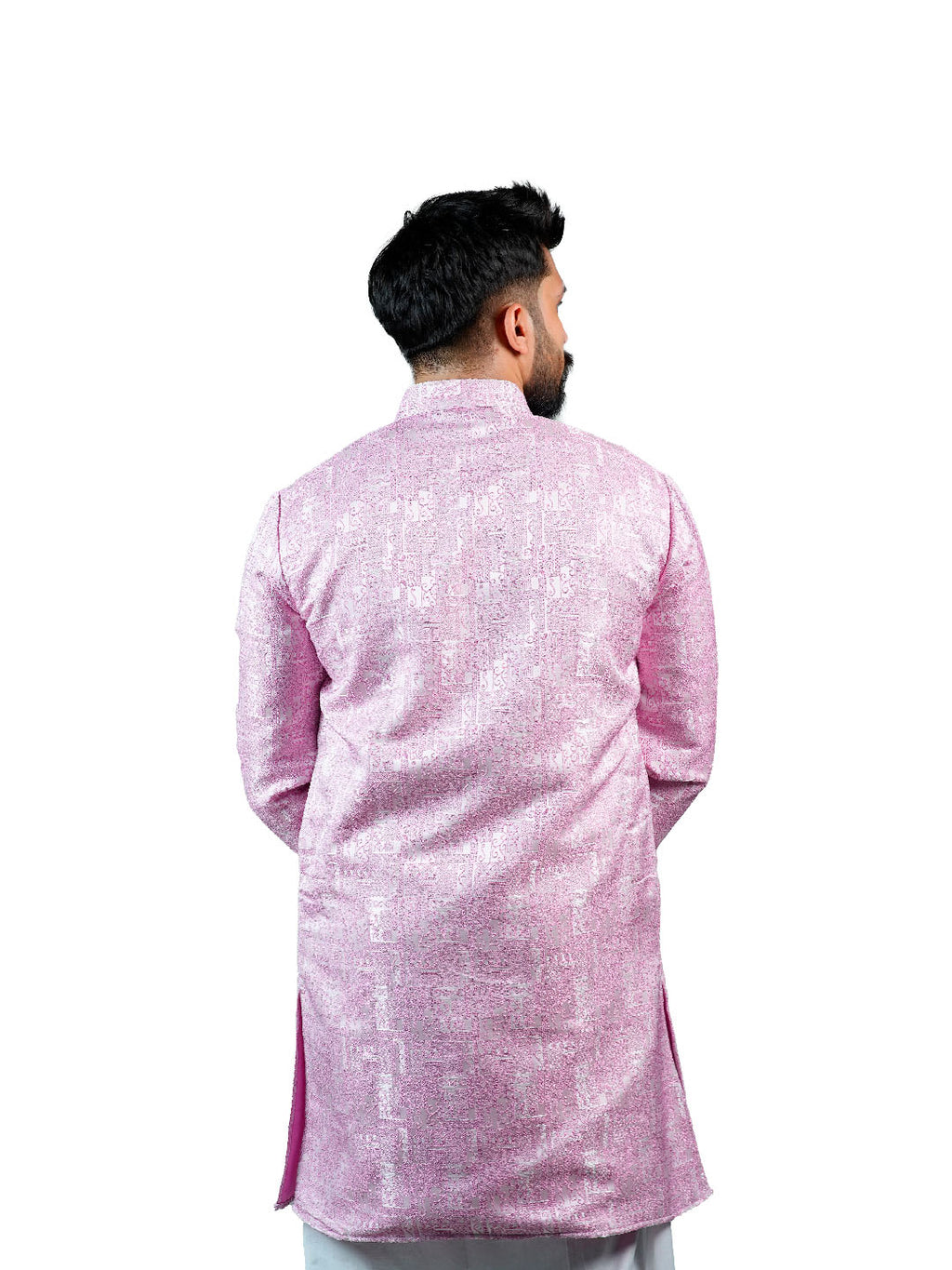 Lilac Geometric Jacquard Kurta for Men