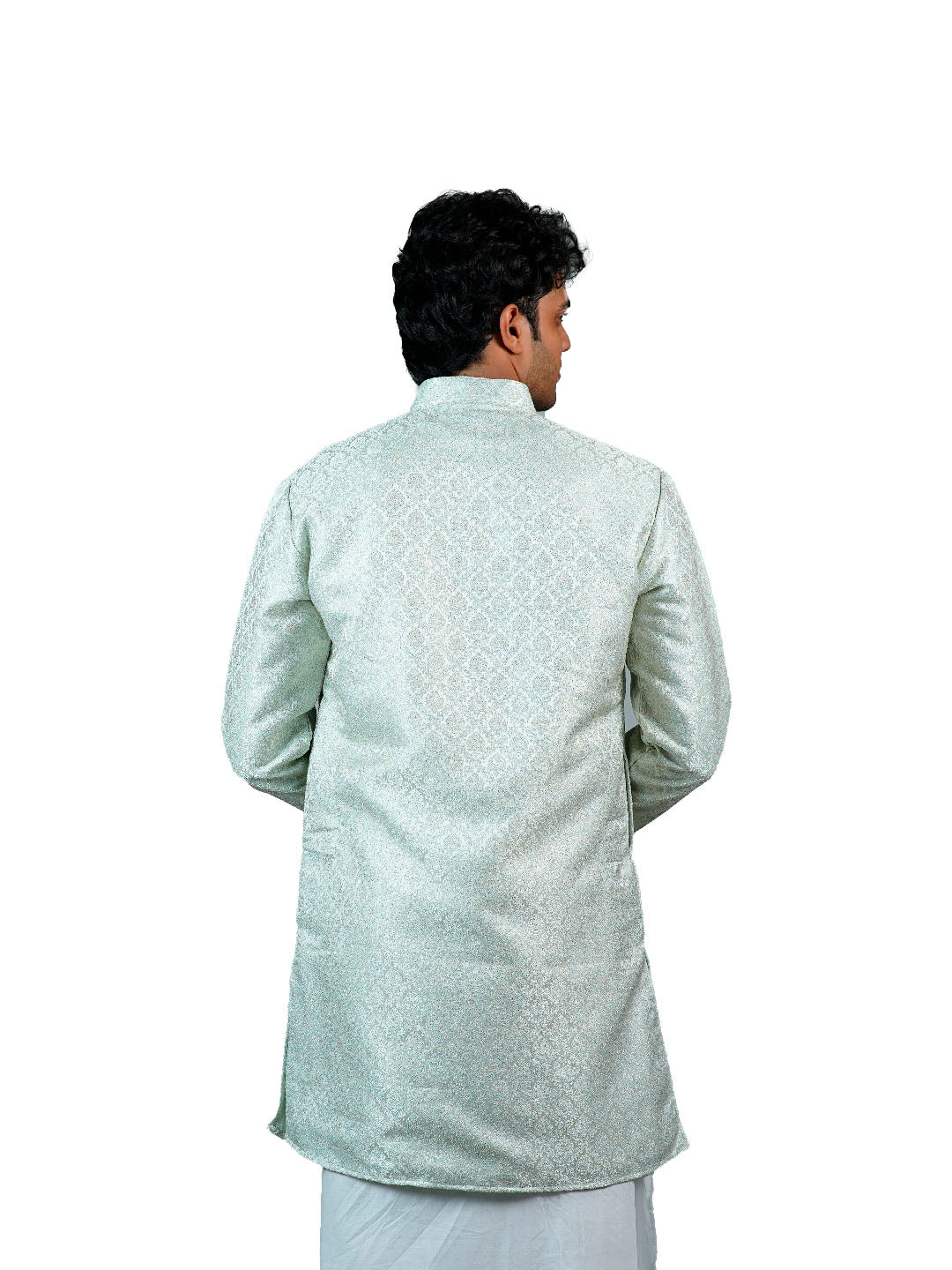 Ice Blue Jacquard Kurta for Men