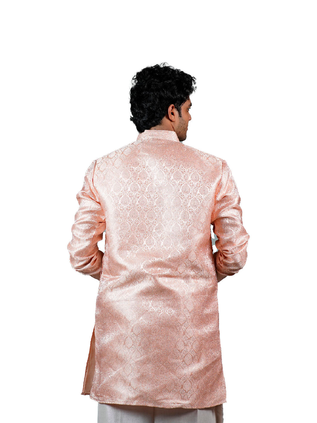 Peach Paisley Jacquard Kurta for Groom