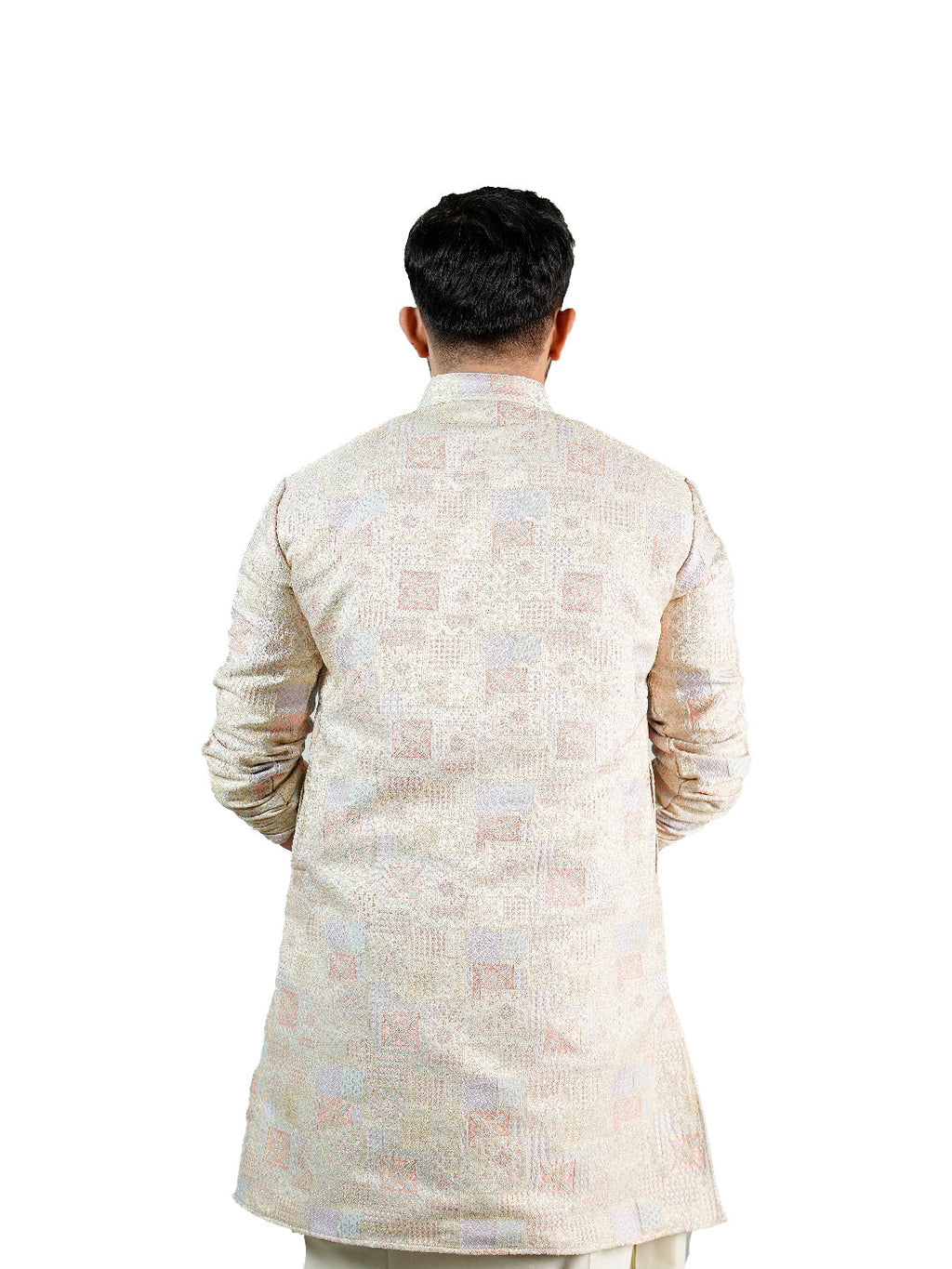 Multi-Colour Iridescent Jacquard Kurta for Men